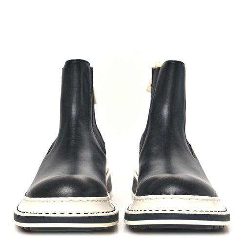 Calfskin Logo Chelsea Mens Boots 38 Black