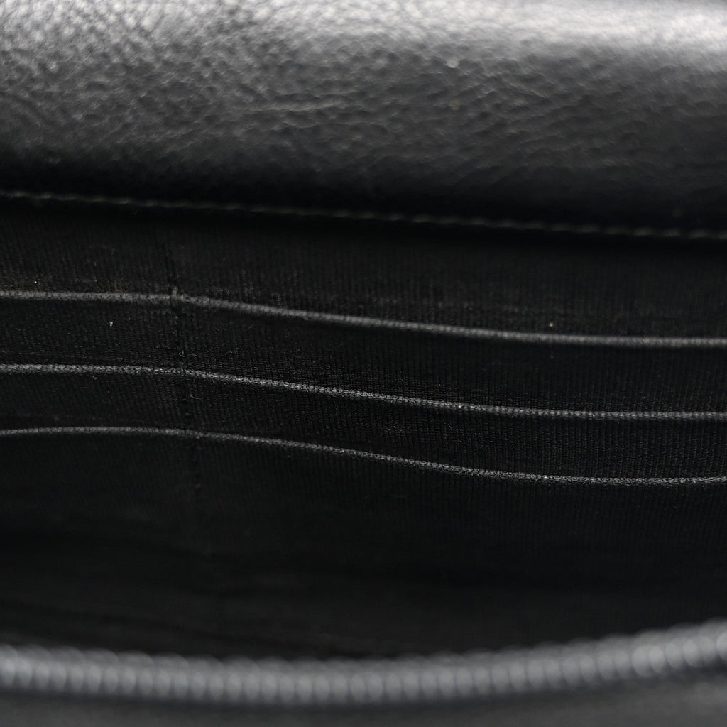 Crumpled Calfskin Quilted Wallet On Chain WOC So Black