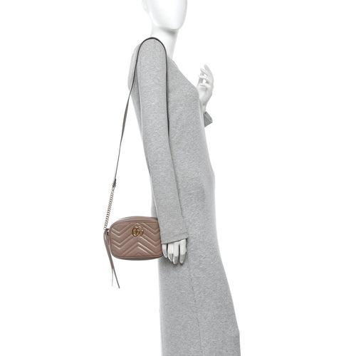 Calfskin Matelasse Mini GG Marmont Chain Shoulder Bag Porcelain Rose