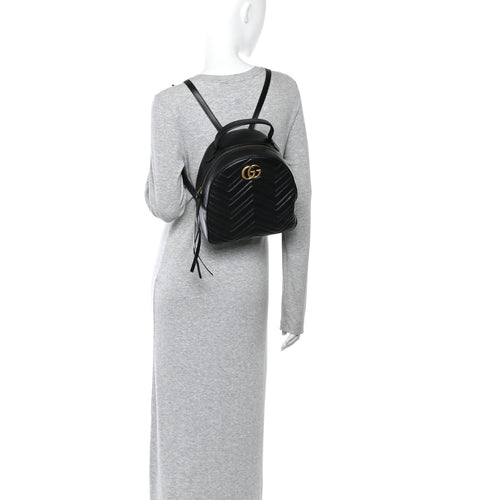 Calfskin Matelasse GG Marmont Dome Backpack Black