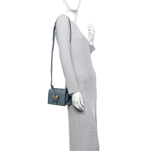 Calfskin Mini Barcelona Shoulder Bag Stone Blue