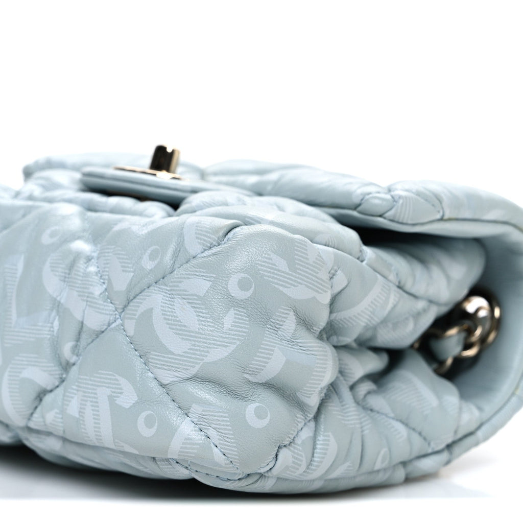 Lambskin Quilted Printed CC Mini Square Flap Light Blue