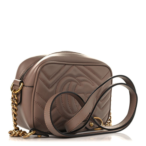 Calfskin Matelasse Mini GG Marmont Chain Shoulder Bag Porcelain Rose