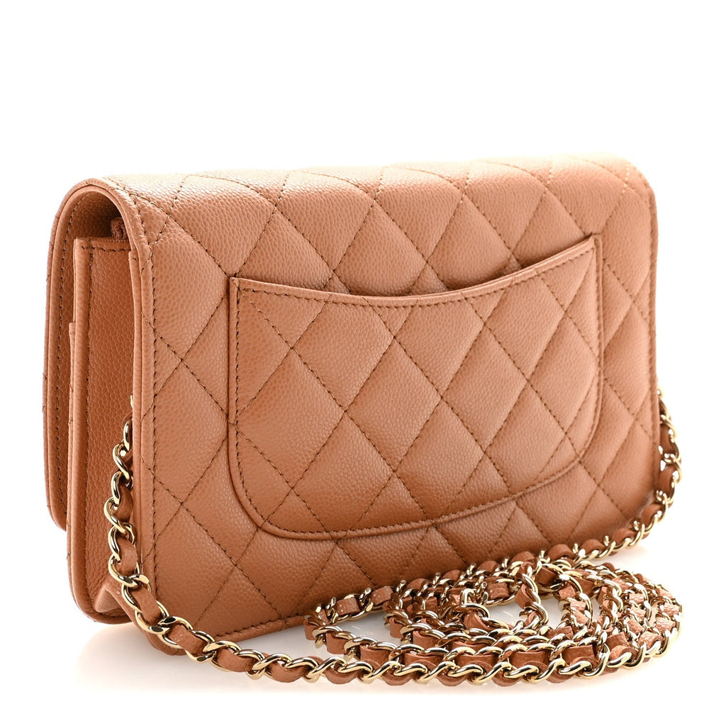 Caviar Quilted CC Turnlock Wallet On Chain WOC Brown