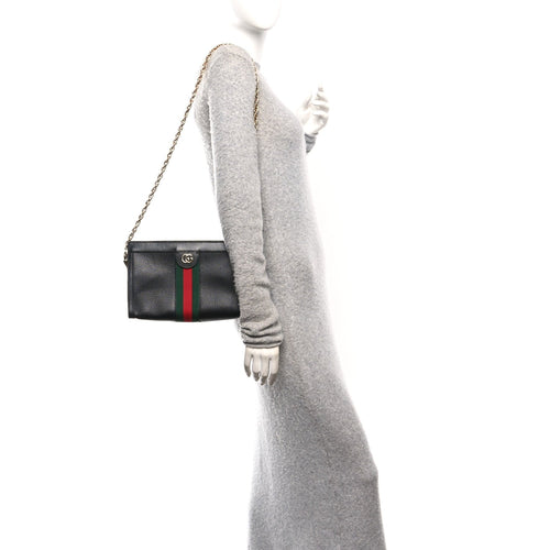 Calfskin GG Web Small Ophidia Chain Shoulder Bag Black