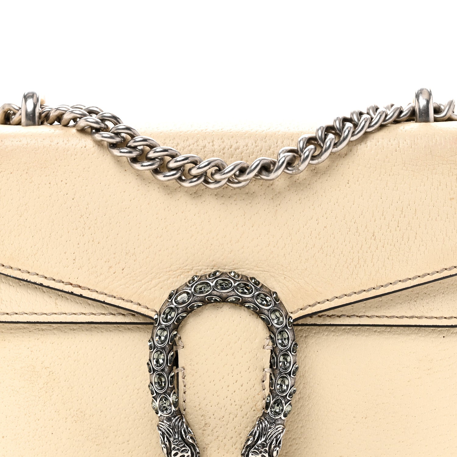 Textured Calfskin Crystal Mini Dionysus Shoulder Bag Mystic White