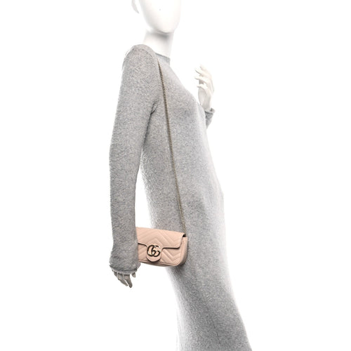 Calfskin Matelasse Super Mini GG Marmont Shoulder Bag Porcelain Rose