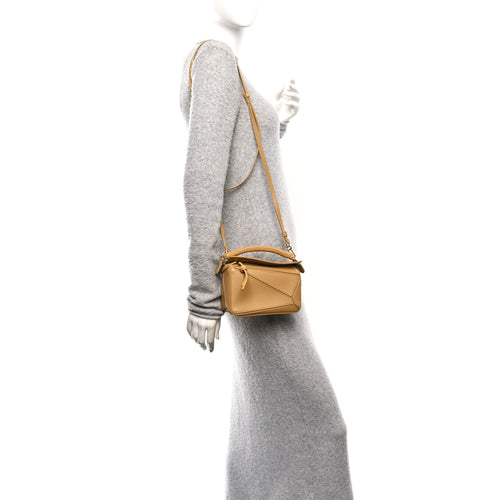 Calfskin Mini Woven Puzzle Bag Sahara