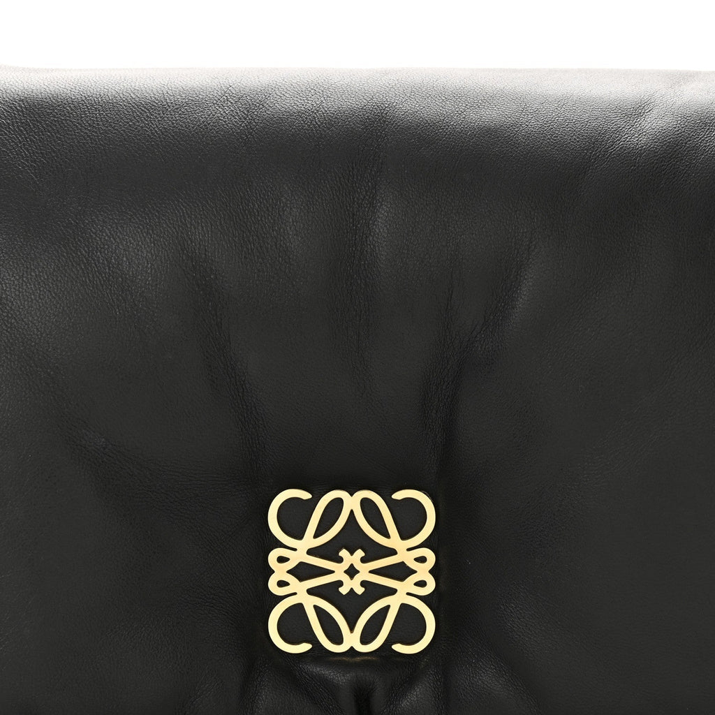 Shiny Nappa Lambskin Mini Goya Puffer Bag Black