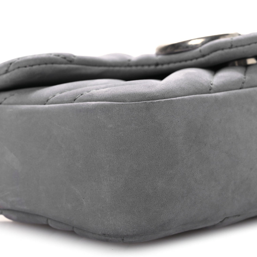 Nubuck Matelasse Mini GG Marmont Shoulder Bag Grey