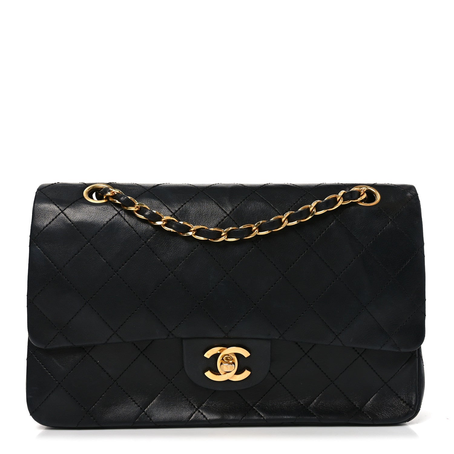 Lambskin Quilted Small Double Flap Black