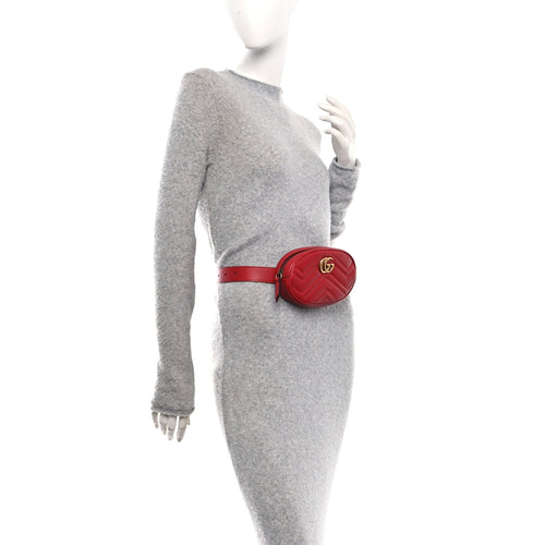 Calfskin Matelasse GG Marmont Belt Bag 75 30 Hibiscus Red