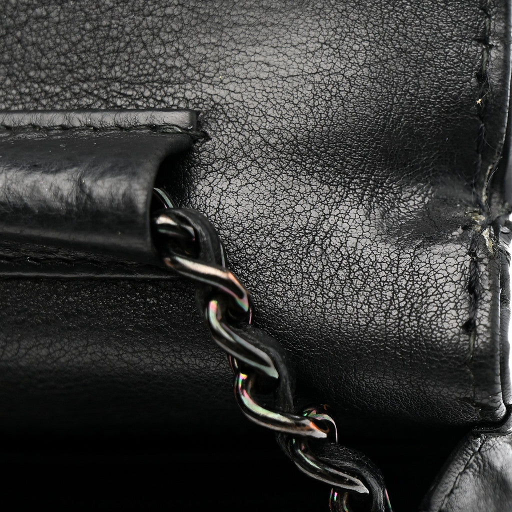 Crumpled Calfskin Quilted Wallet On Chain WOC So Black