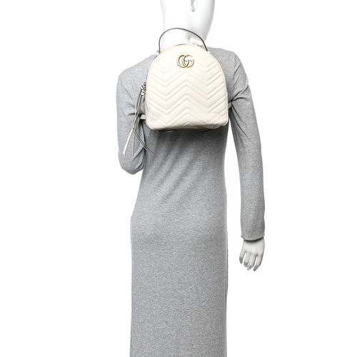 Calfskin Matelasse GG Marmont Dome Backpack White
