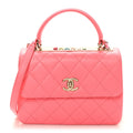 Lambskin Lacquered Quilted Mini Trendy CC Dual Handle Flap Bag Coral Pink