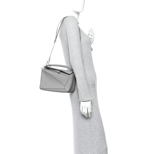 Calfskin Small Puzzle Bag Pearl Grey