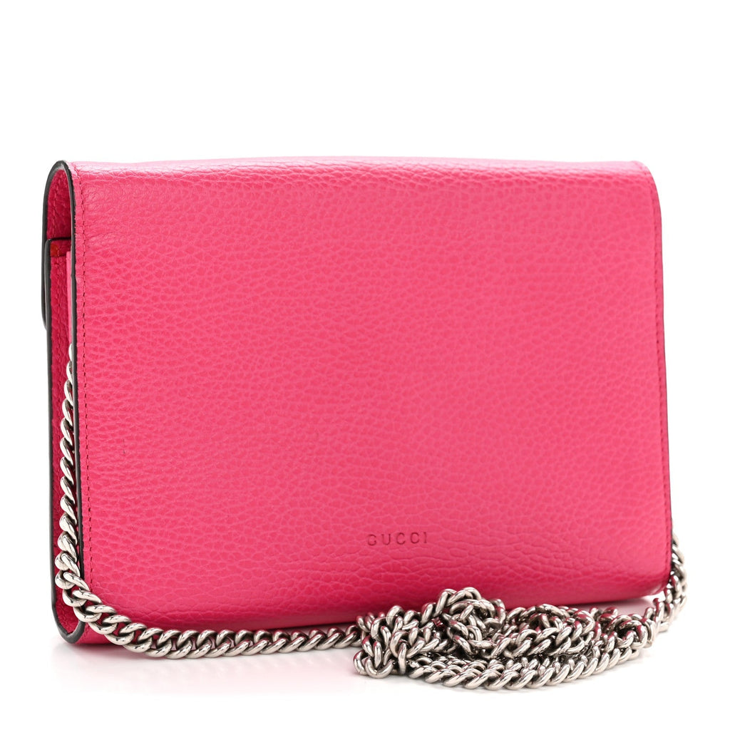 Dollar Calfskin Crystal Mini Dionysus Chain Wallet Box Pink